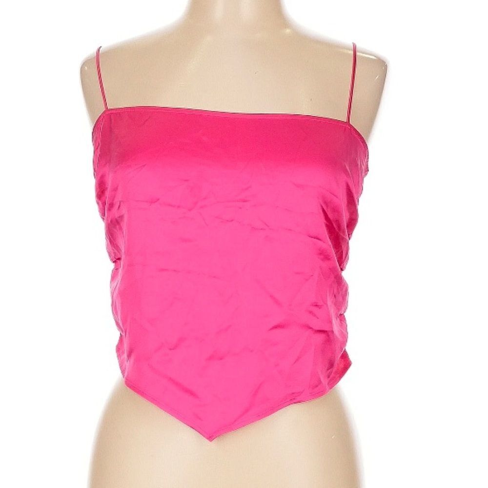 Reformation Gruyere 100% Silk Hot Pink Bandana Y2K Fitted Cami Top Size 10 - Picture 2 of 10